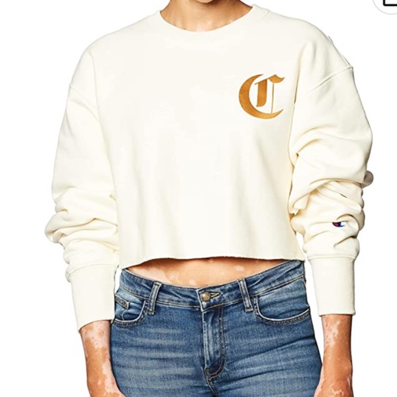 Champion Women's Reverse Weave Cropped Cut Off Crew Textile - Picture 2 of 10